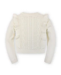 Hope & Henry Baby Girls Long Sleeve Ruffle Pinafore Cable Sweater