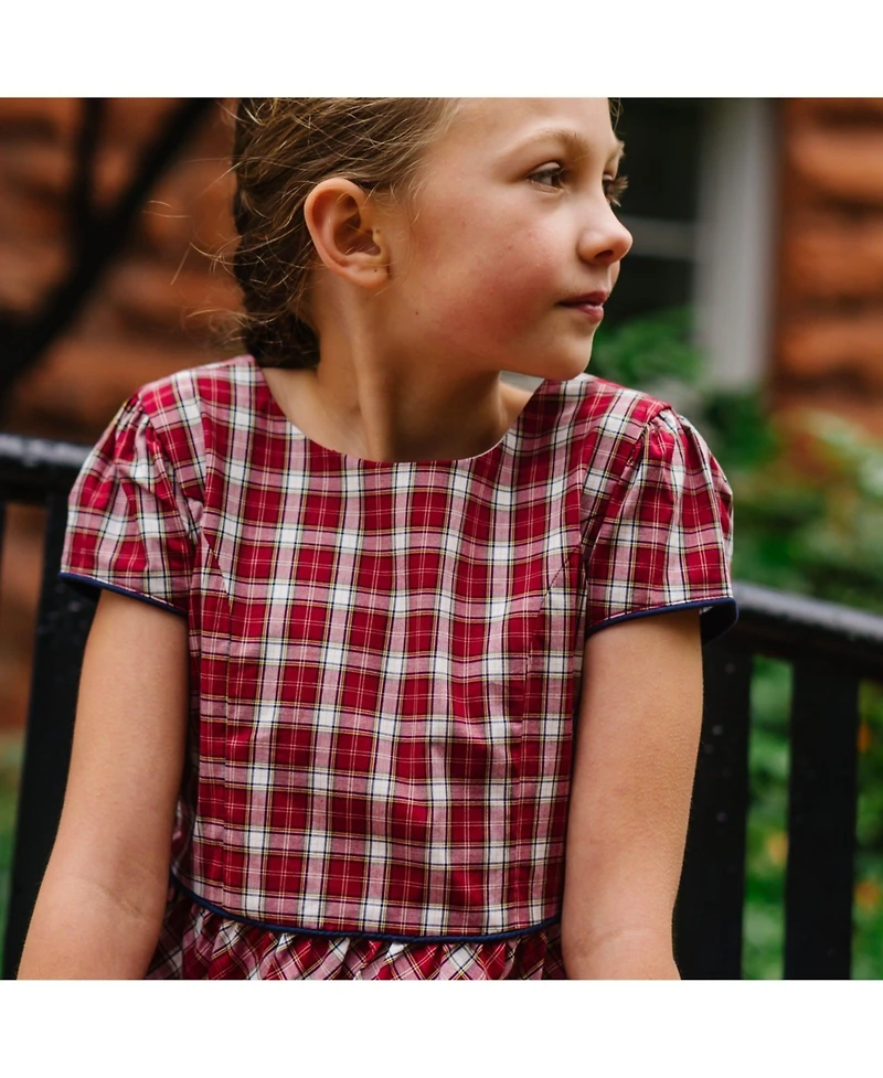 Hope & Henry Big Girls Short Sleeve Button Back Schoolgirl Dress