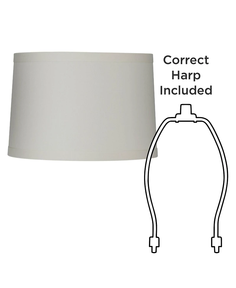 Springcrest Off-White Linen Medium Drum Lamp Shade 15" Top x 16" Bottom x 11" High (Spider) Replacement Harp and Finial