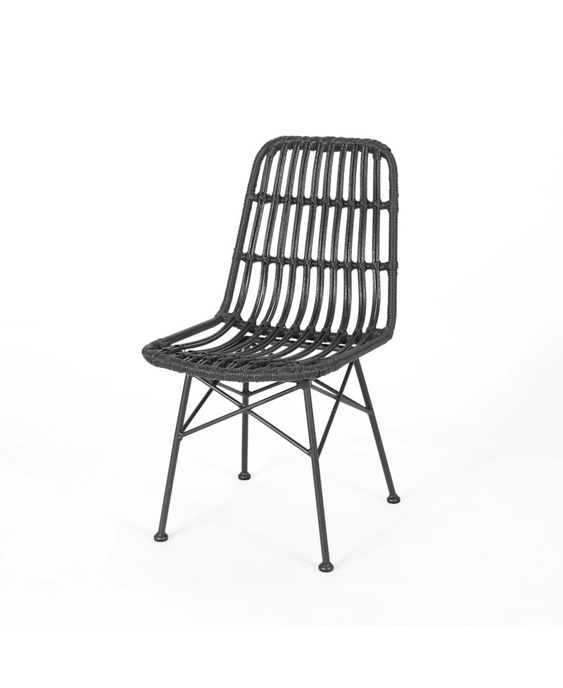 Simplie Fun Sawtelle Modern Rattan And Metal Outdoor Dining Chair