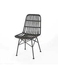 Simplie Fun Sawtelle Modern Rattan And Metal Outdoor Dining Chair