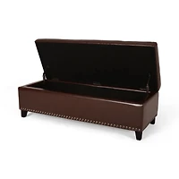 Streamdale Furniture Baltimore Contemporary Tufted Storage Ottoman With Nailhead Trim