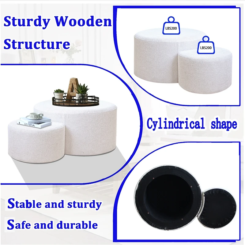 Streamdale Furniture Nesting Ottoman Coffee Tables: Cozy & Versatile