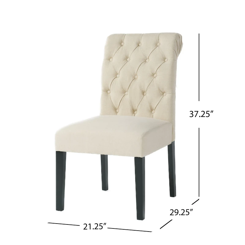 Streamdale Ivory Linen Tufted Rolltop Dining Chairs (Set Of 2)