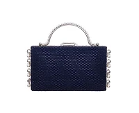Nina Cultivated Pearl Dangle Crystal Embellished Minaudiere Clutch