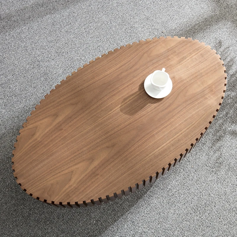 Streamdale Modern Walnut Coffee Table with Sturdy Pedestal