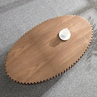 Streamdale Modern Walnut Coffee Table with Sturdy Pedestal
