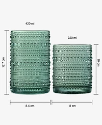 The Wine Savant Khen Hobnail Drinking Glasses Pastel Colored Beaded Set of 12