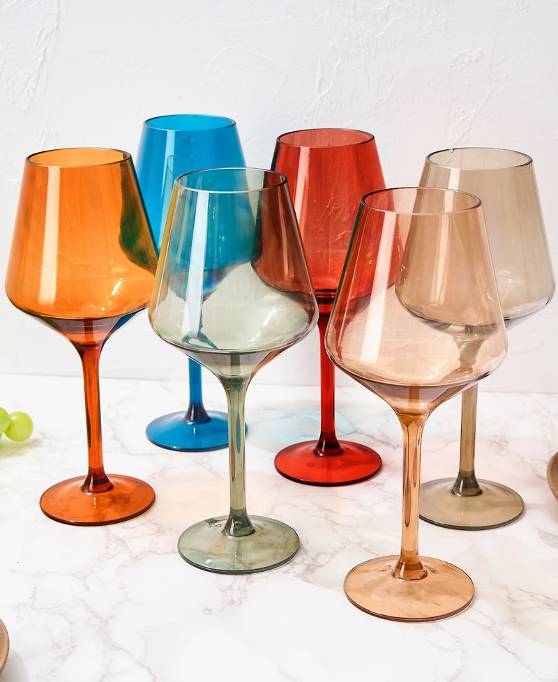 The Wine Savant European Style Plastic Crystal Stemmed Wine Glasses Set of 6