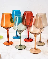 The Wine Savant European Style Plastic Crystal Stemmed Wine Glasses Set of 6