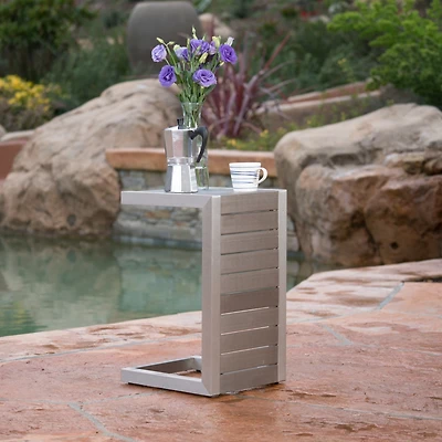 Streamdale Modern C-Shaped Patio Table In Grey