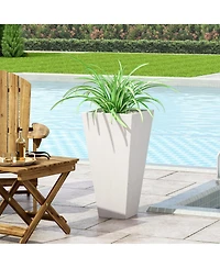 Streamdale Furniture Modern Cast Stone Planter, White, 13