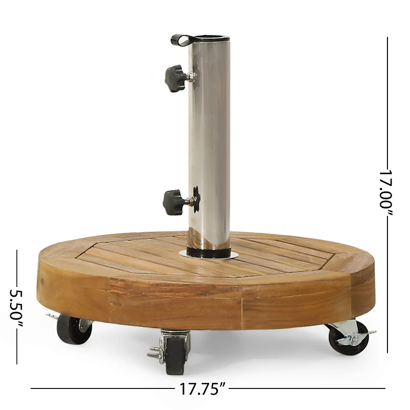 Acacia Wood Umbrella Base With Concrete Core