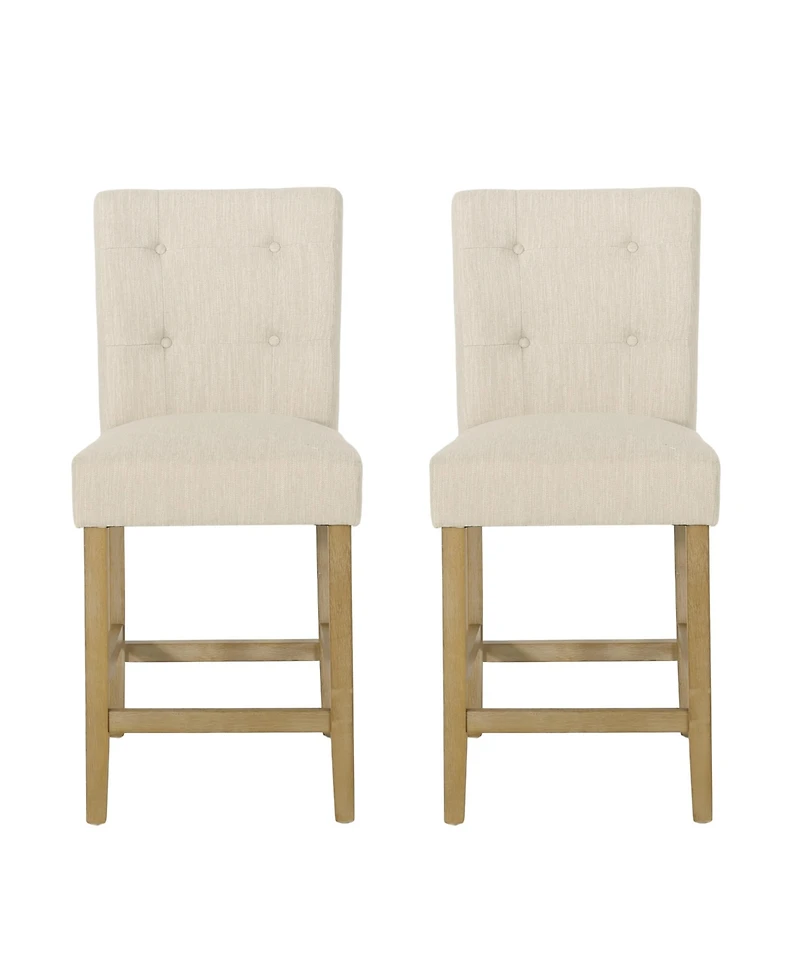 Streamdale Beige Button Tufted 26" Counter Stools (Set Of 2)