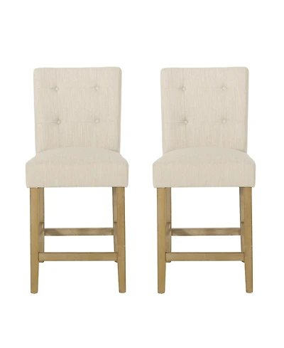 Streamdale Beige Button Tufted 26" Counter Stools (Set Of 2)