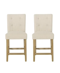 Streamdale Beige Button Tufted 26" Counter Stools (Set Of 2)