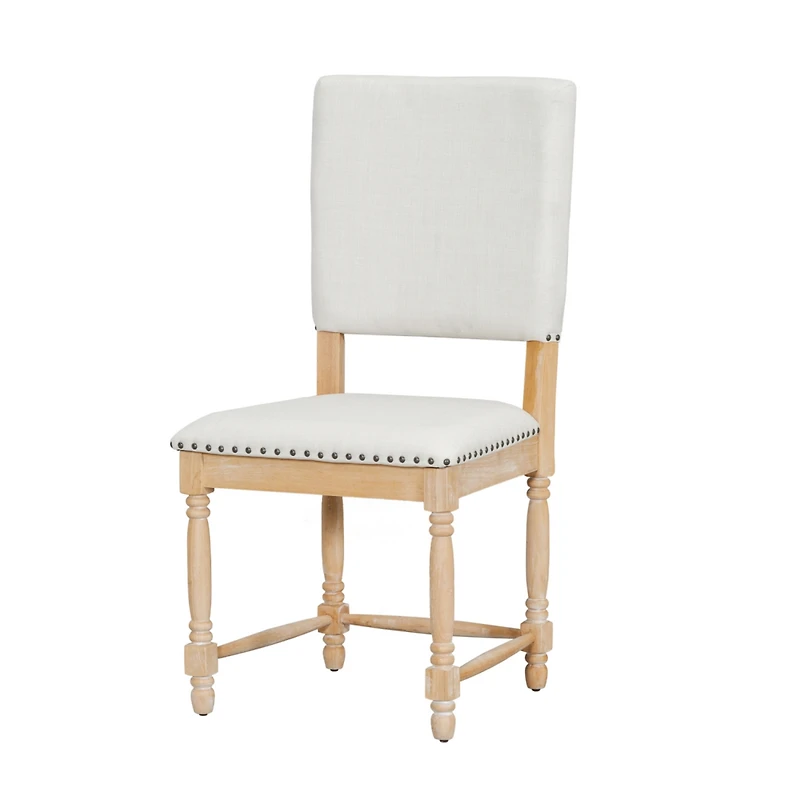 Streamdale Vintage Upholstered Dining Chairs with Turned Legs and Nailhead Trim