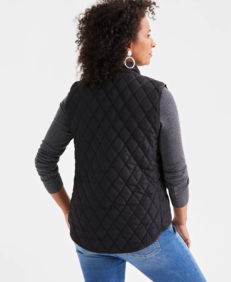Style & Co Women's Quilted Mock-Neck Vest, Created for Macy's