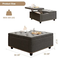 Streamdale Oversized Storage Square Ottoman with Double Door Storage