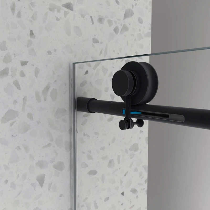 Streamdale Matte Black Frameless Shower Door with Adjustable Soft-Closing