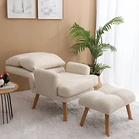 Streamdale Adjustable Accent Chair with Ottoman, Mid-Century Modern Lounge Chair
