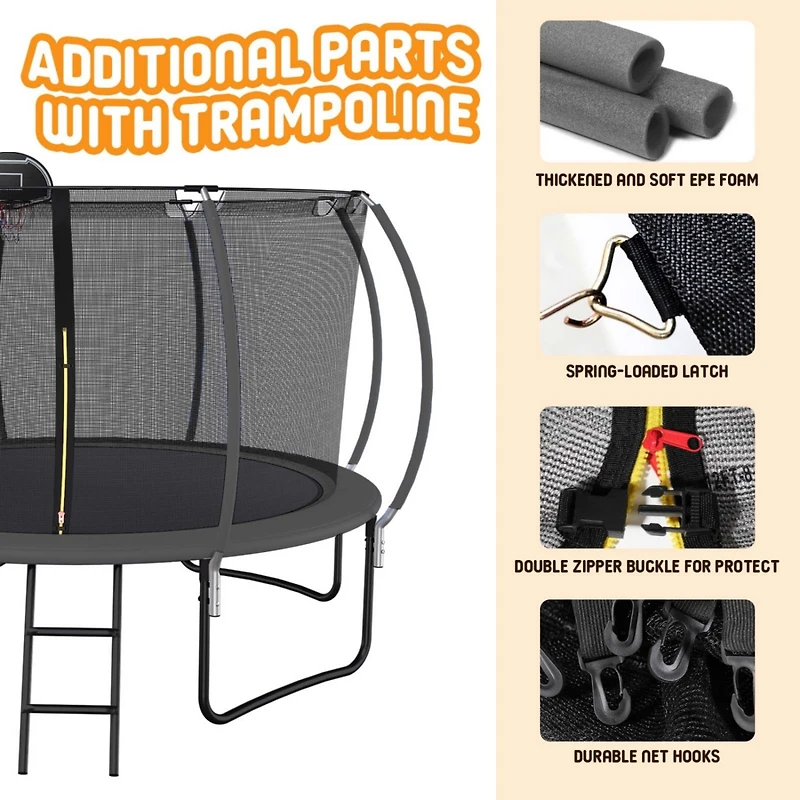 Streamdale 12' Trampoline with Safety Net & Basketball Hoop