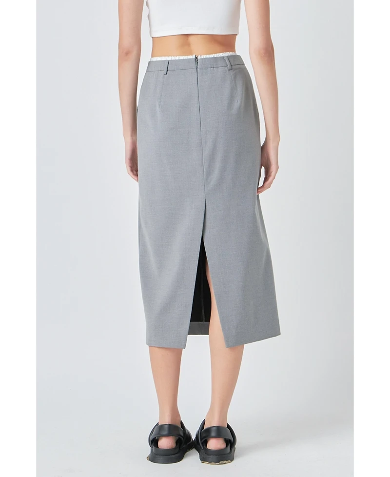 Grey Lab Women's Boxer Waist Maxi Skirt