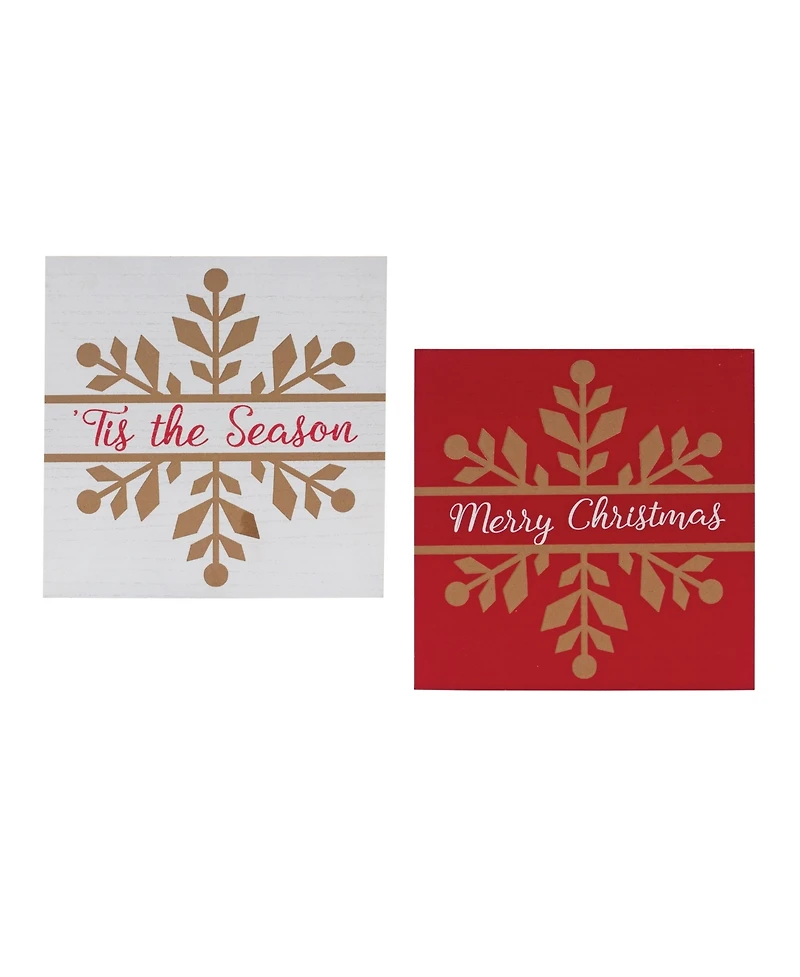 Slickblue Charming Snowflake Sentiment Signs Set of 6 Winter Decor Accents