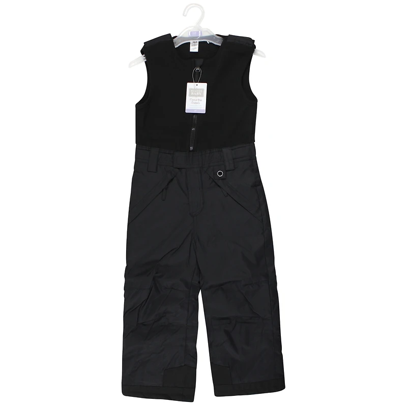 Hudson Baby Unisex Snow Bib Overalls with Fleece Top, Solid Charcoal, X-Large
