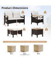 Sugift 7 Piece Rattan Patio Sofa Set with Acacia Wood Tabletop and Armrests