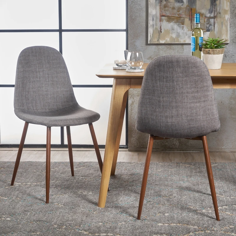 Streamdale Modern Fabric & Metal Dining Chair With Wood Finish