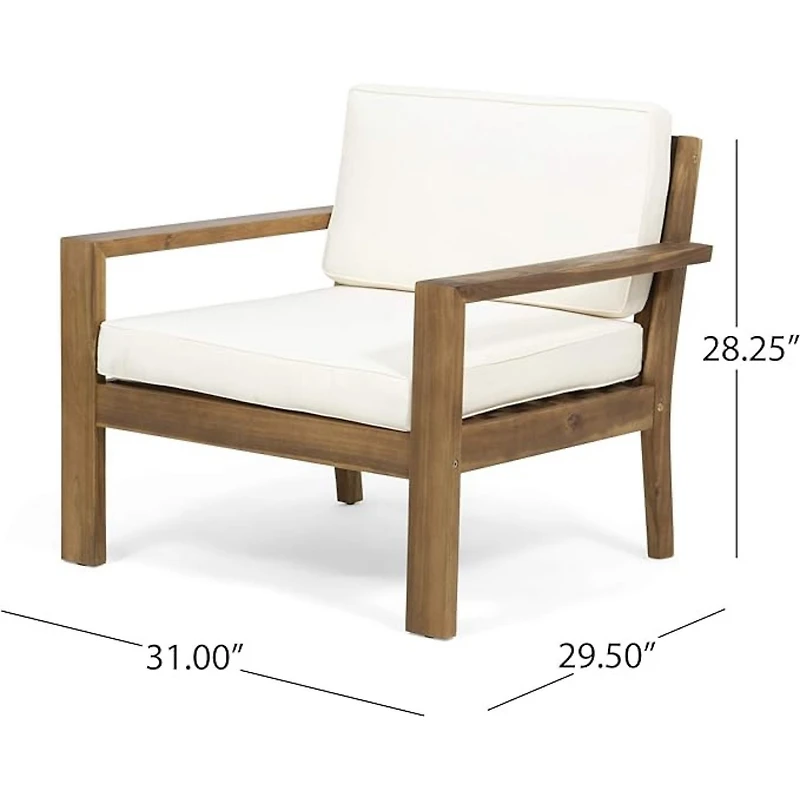 Simplie Fun Acacia Wood Club Chair With Wire Brushed Finish