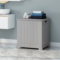 Streamdale Furniture Modern Faux Wood Bathroom Hamper With Flip Top Lid
