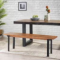 Streamdale Modern Industrial Dining Bench Black + Country Brown