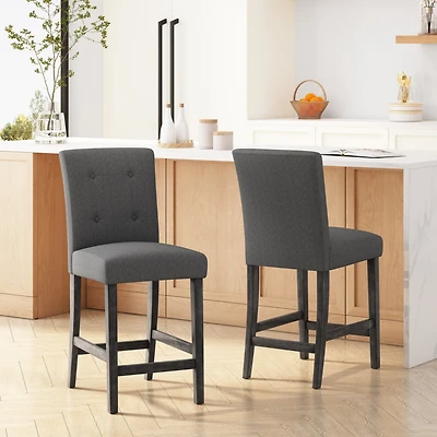 Streamdale Beige Button Tufted 26" Counter Stools (Set Of 2)
