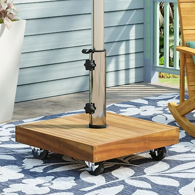 Streamdale Acacia Wood Umbrella Base With Concrete Core