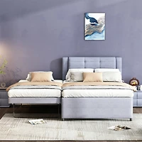 Streamdale Beige Upholstered Platform Bed with Trundle