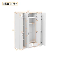 Streamdale 4-Door Gray Wardrobe with Drawer & Cabinet