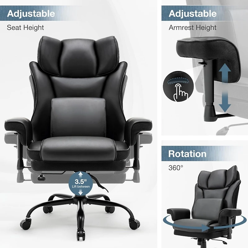 400lbs Ergonomic Office Chair with Massage Lumbar Support