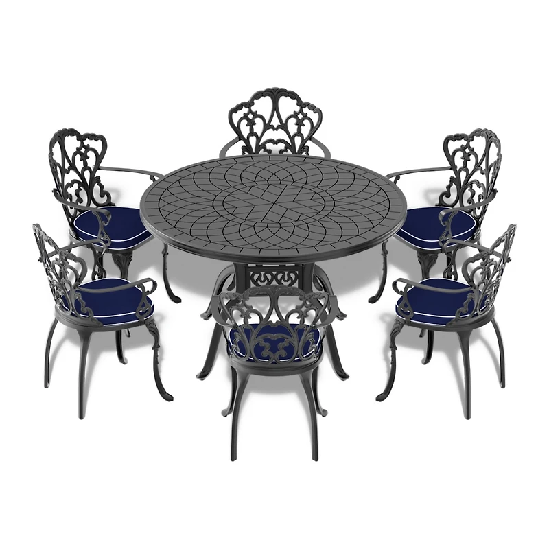Streamdale 47" Cast Aluminum Patio Dining Table with Carved Texture