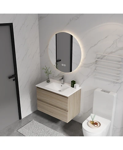 Streamdale 30" Wood Grain Vanity with Ceramic Sink and Soft-Close Drawers