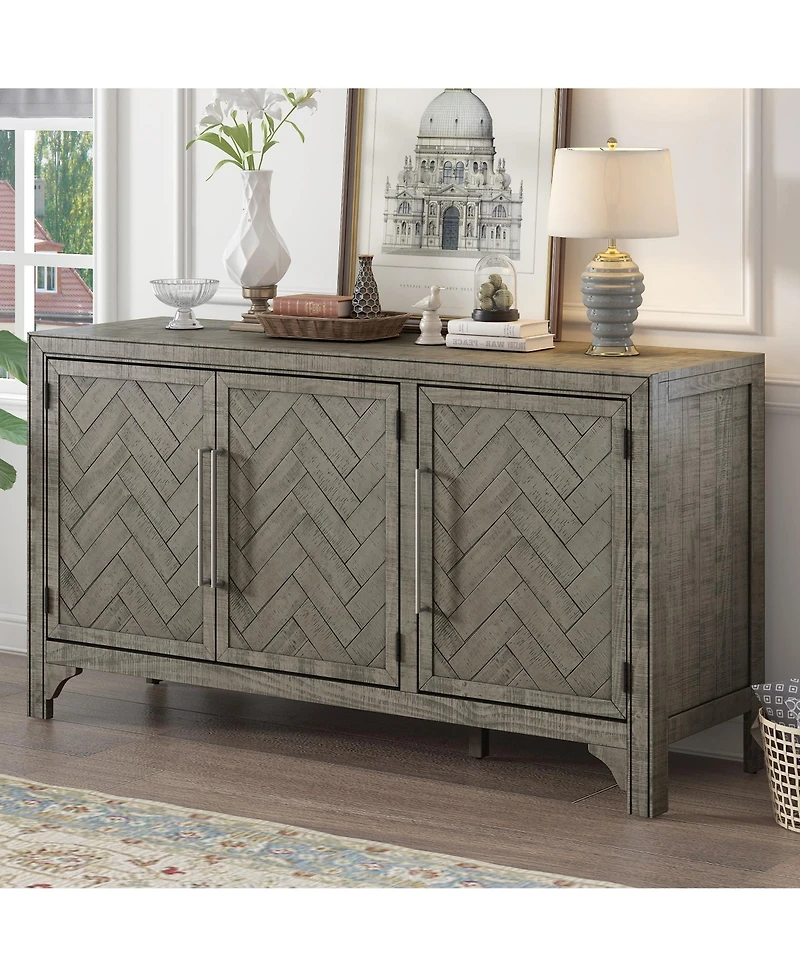 Streamdale Pine Veneer Storage Cabinet with Adjustable Shelves