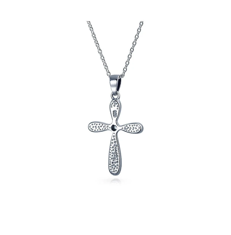 Bling Jewelry Religious Faith Hope Love Cz Accent Created Blue Synthetic Opal Cross Pendant Necklace Sterling Silver