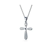 Bling Jewelry Religious Faith Hope Love Cz Accent Created Blue Synthetic Opal Cross Pendant Necklace Sterling Silver