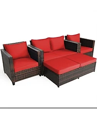 Slickblue 5 Pieces Patio Cushioned Rattan Furniture Set