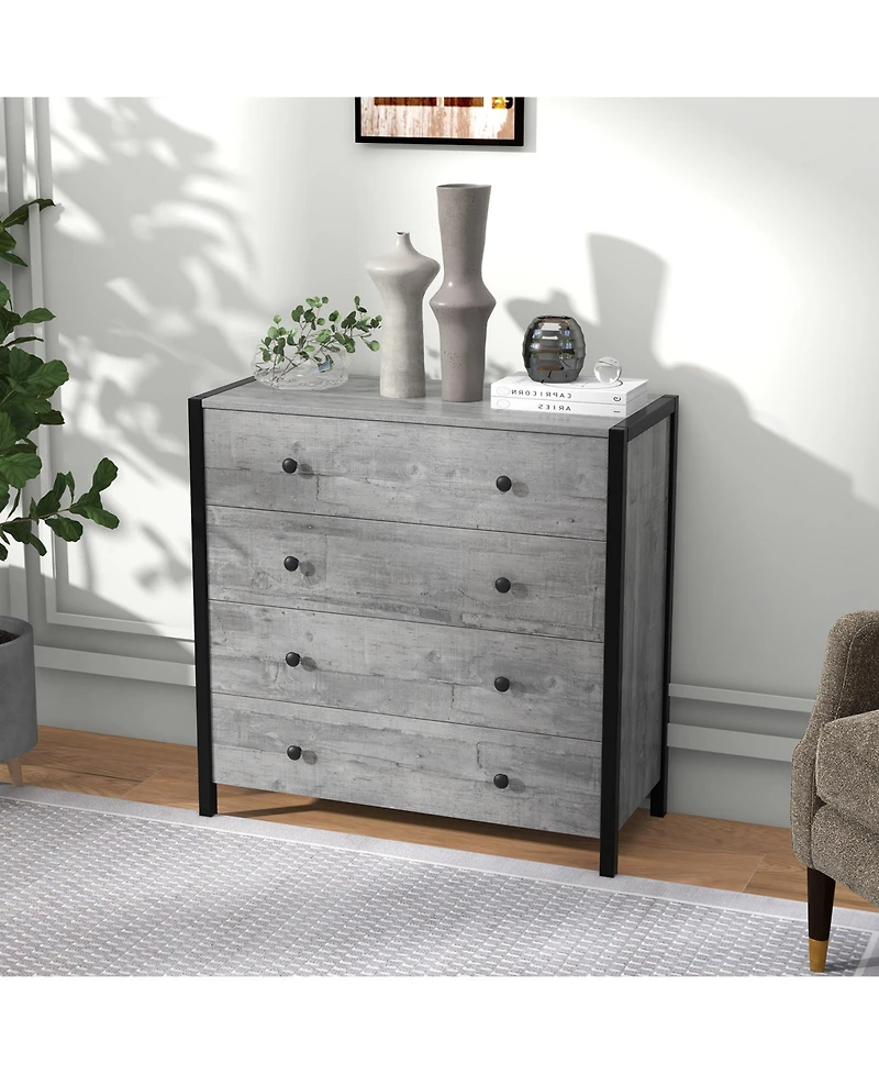 Slickblue 4-Drawer Dresser Modern Wooden Chest of Drawers for Bedroom Living Room