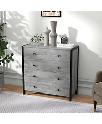 Slickblue 4-Drawer Dresser Modern Wooden Chest of Drawers for Bedroom Living Room
