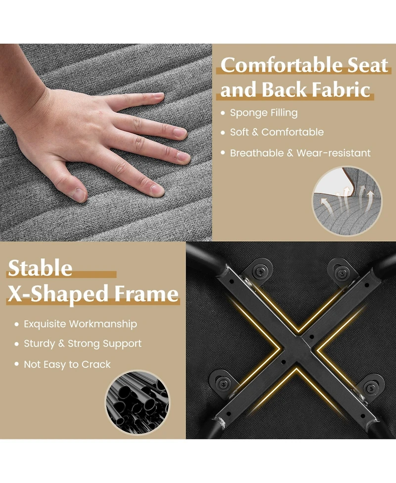 Slickblue Set of 2 Armless Dining Chair Modern Accent Chairs with Curved Backrest-Grey