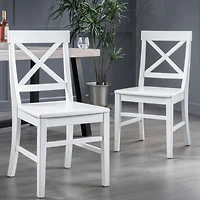 Streamdale Acacia Wood Farmhouse Dining Chairs, White