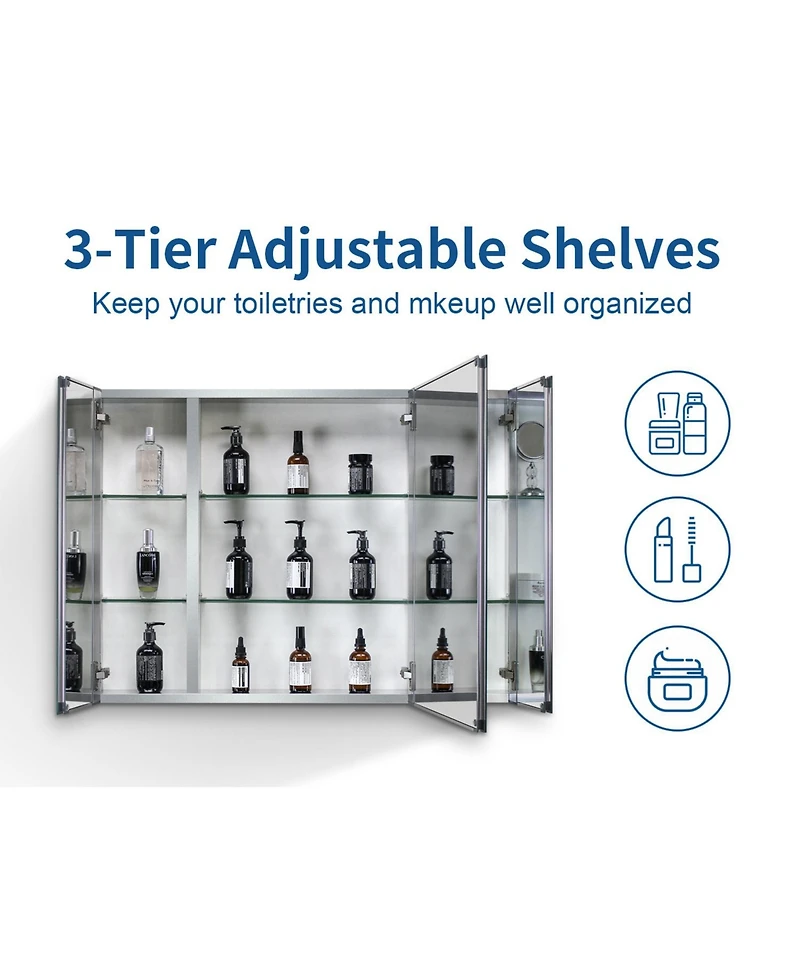 Simplie Fun 36x26" Aluminum Bathroom Cabinet: Recessed or Surface Mount